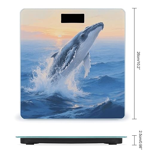 Silver Whale in Ocean Weight Scale Large Digital Bathroom Scales with Bright LED Display Non Slip Digital Scale and Step On Fashion Weighing Machine for Body
