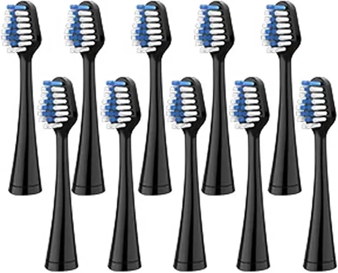 Toothbrush HeadsCompatible for with Electric Replacement Oral Hygiene Clean Soft Bristle Nozzles 10-20pcs(10pcs Black)