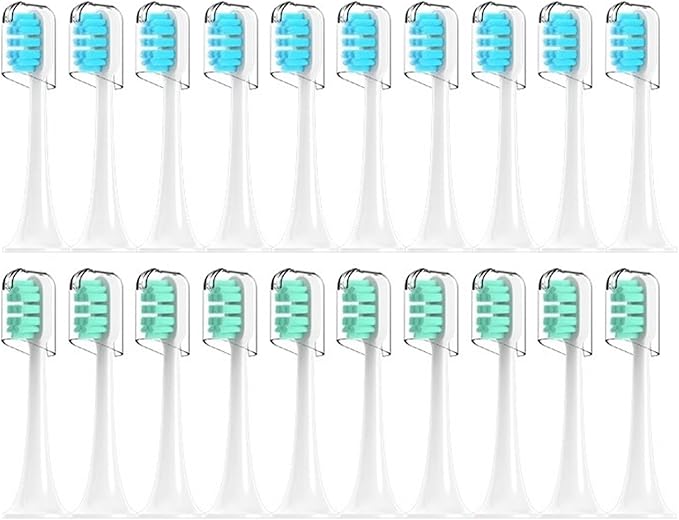 Compatible for Xiaomi Mijia T300/T500/T700 Sonic Electric Toothbrush Heads Replaceable Refill Nozzles 4 Colors(10Green10Blue)