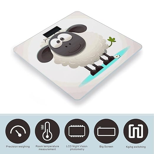 Digital Bathroom Scale for Body Weight Scale with Bright LCD Display High Accuracy Step-On Technology Auto On/Off Sheep Digital Scales 400 Lbs /180kg