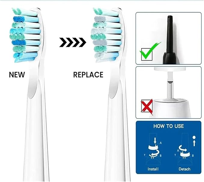 10Pcs Electric Toothbrush Replacement Heads Compatible for SEAGO/Fairywill SG/FW 910/507/958/515/949/575/551(10pcs Black)