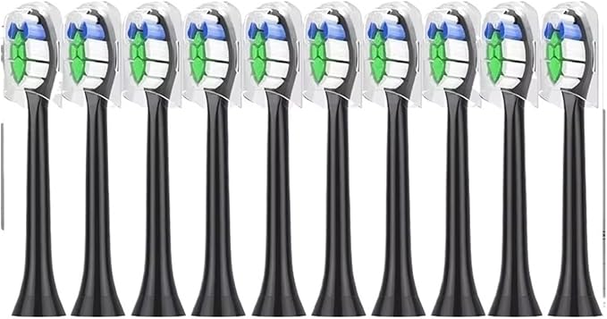 10PCS Brush Heads Compatible for Philips H X3/6/8/9 Series Electric Toothbrush Replacement Toothbrushes(10PCS-W2-black)