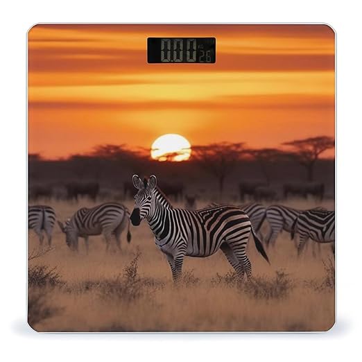 Africa Sunset Zebra Scale for Body Weight Digital Bathroom Scale Accurate Smart Weight Scales with Large Display Weighing Machine High Precision Scales