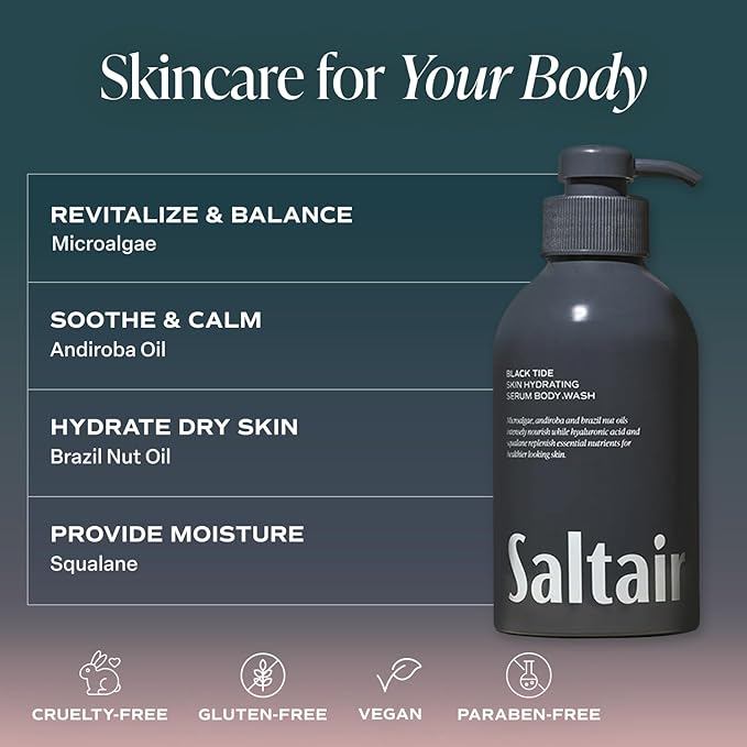 Saltair Luxury Skin Care Bundle – Black Tide Body Wash 2-Pack &amp Santal Bloom Multi-Lipid Body Butter 10oz | Moisturizing Shower Gel &amp Deep Hydrating Body Cream