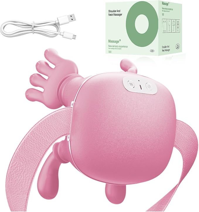 Neck Massager Neck and Back Massager with Heat &amp 4D Kneading Shiatsu Deep Tissue Wireless Massager for Shoulder Cervical Pain Relief Portable Rechargeable for Home Office (Pink)