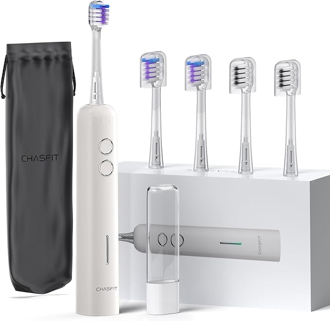 Electric Toothbrush for AdultsWave Oscillation &amp Vibration Sonic Tooth BrushBASS-Brushing Technique Travel Rechargeable Toothbrushes with 4 Soft Bristle Replace HeadsGifts for Men Women
