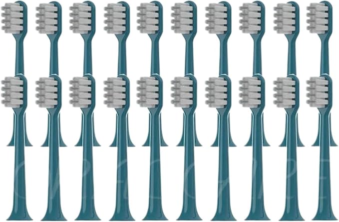 Replacement Toothbrush HeadCompatible for Q-05/Y2 Electric Heads Soft Bristle Whitening Brush(20PCS Green)
