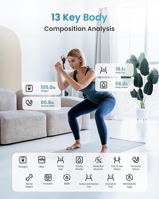 RENPHO Smart Scale for Body Weight FSA&ampHSA Eligible Digital Bathroom Scale BMI Weighing Bluetooth Body Fat Scale Body Composition Monitor Health Analyzer with Smartphone App