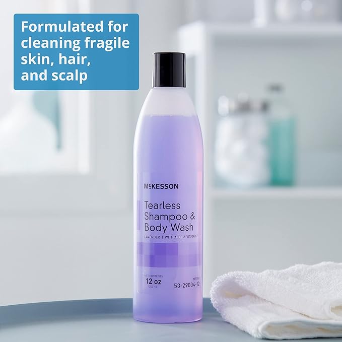 McKesson Tearless Shampoo and Body Wash with Aloe and Vitamin E Lavender Scent 12 oz 24 Count