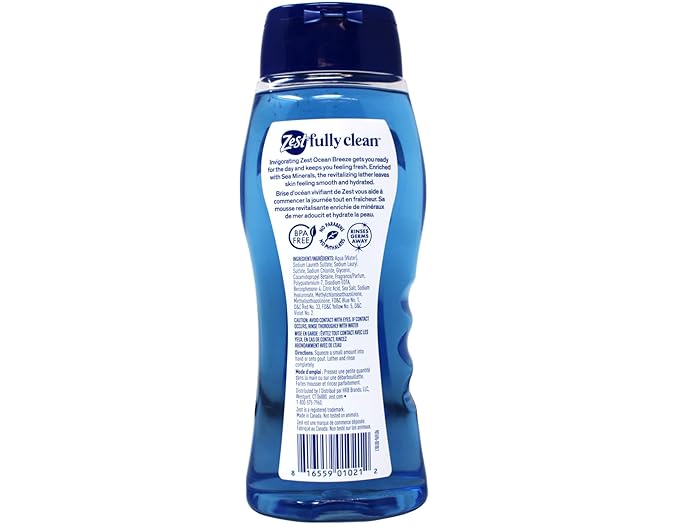 Zest Creamy Indulgence Cocoa Butter &amp Shea Moisturizing Body Wash 18 fl oz + Ocean Breeze Refreshing Body Wash 18 fl oz