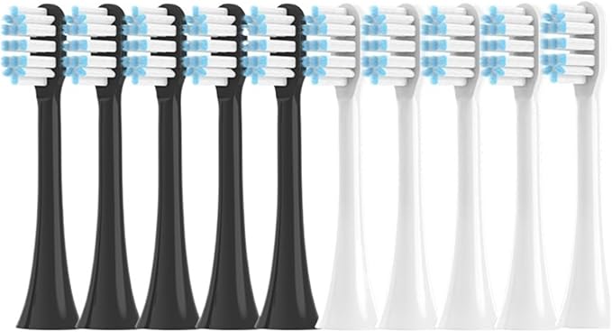 10PCS Replacement Toothbrushes HeadCompatible for SOOCAS X3/X3 Pro/X1/V1/V2/D3/X3U/X5 Soft Electric Brush Clean Nozzles(5Black5White)