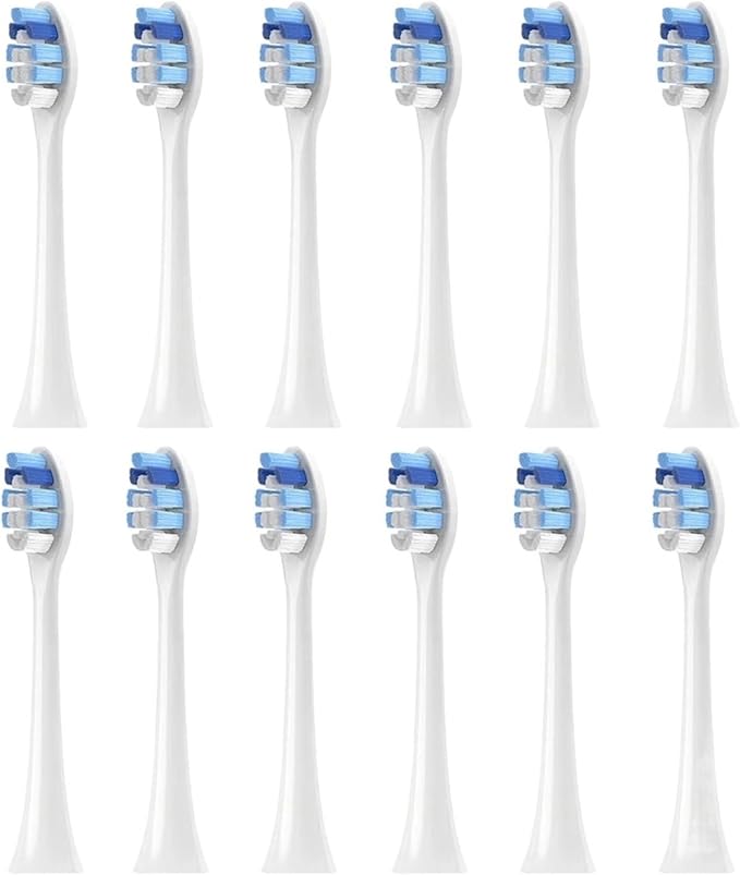 12pcs Replacement Toothbrush HeadsCompatible for Brush with Protective Cover Soft Bristles(12pcs White)