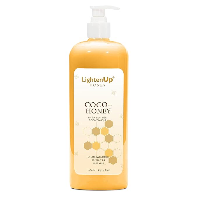 OMIC Lighten-Up LightenUp Honey Shower Gel – 33.8 Fl Oz / 1000ml - Natural Shower Gel Cruelty Free Premium Honey Extract with Shea Butter