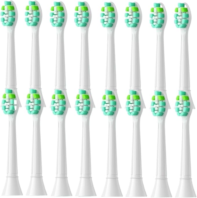16 Replacement Toothbrush Heads Suitable for Detachable Handles(8White 8Black)