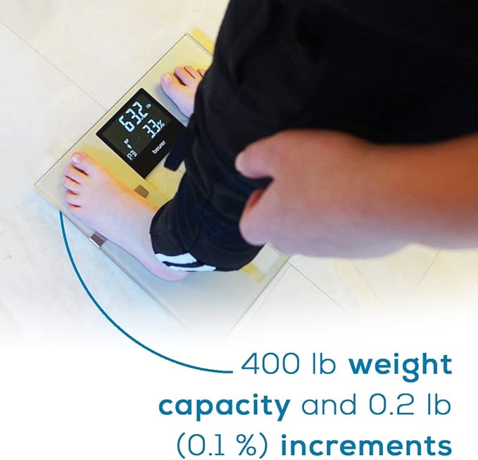 Beurer BF70 Body Fat Scale Weight Water &amp More Smart Digital Scale for Full Body Analysis BMI &amp Calorie Display App Sync via Bluetooth User Recognition 8 Memory Spaces Grey