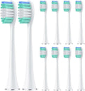 10 Pieces Large Brush Head Crescent-Shaped Bristles Compatible for Aquasonic Series Electric Toothbrush Soft Bristle Deep(White)