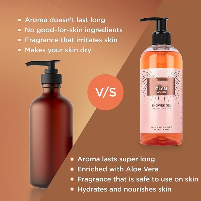 BVita Luxury Glam Woman Body Wash Refreshing Shower Gel for Deep Cleansing Hydrating Moisturising Softer &amp Smoother Skin with Aloe Vera 500 ml