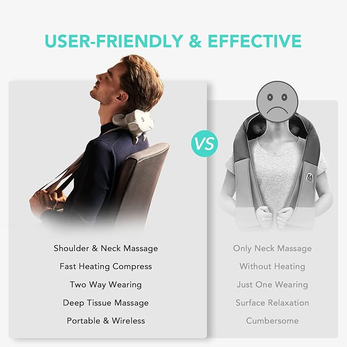 SKG H7 Neck Massager for Pain Relief Deep Tissue Shiatsu Neck and Shoulder Massager 4D Electric Kneading Massager with Heating Relax at Home Office Car Gift for Men Women Maye Musk's Choice