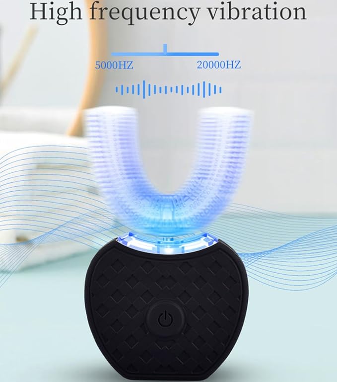 Aimery Automatic Toothbrush U Shaped Toothbrush for Adults 360° - Ultrasonic U-Electric Toothbrushes for Teeth Whitening - Wireless Charging &amp LED Light - Waterproof IPX7
