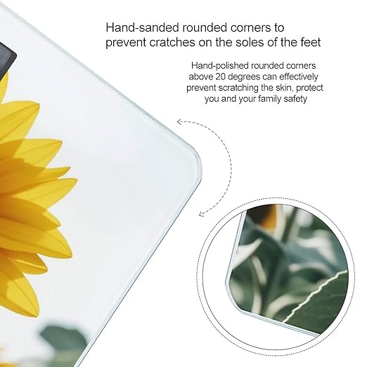 Bloom Sunflower Scale for Body Weight Digital Bathroom Scale Toughened Glass High Precision Scales for Body Weight with Large LCD Backlight Display Weight Scales