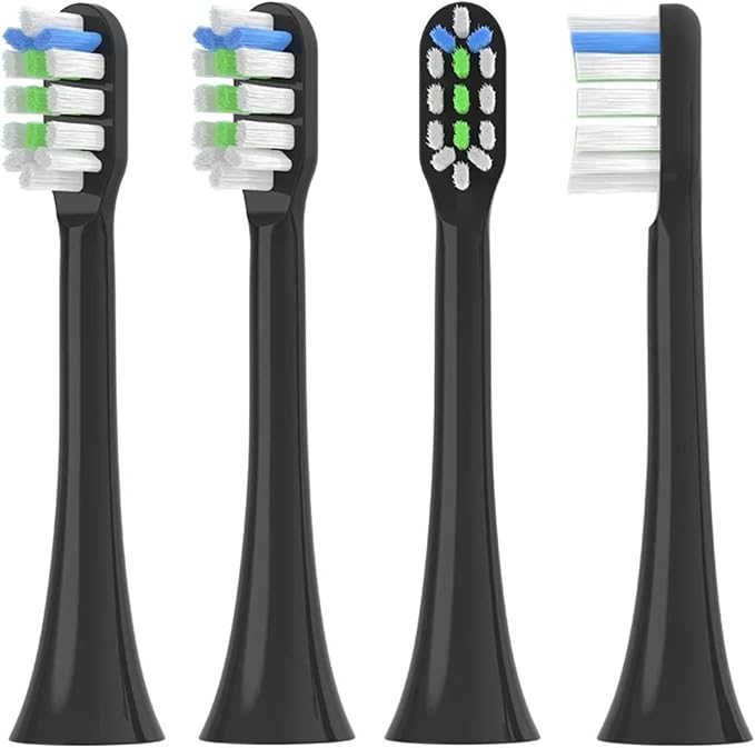 4 Pcs/Pack Electric Toothbrush Replacement HeadsCompatible for SOOCAS V1/X1/X3 Soft Bristle Tooth Brush(4 Pcs Black)