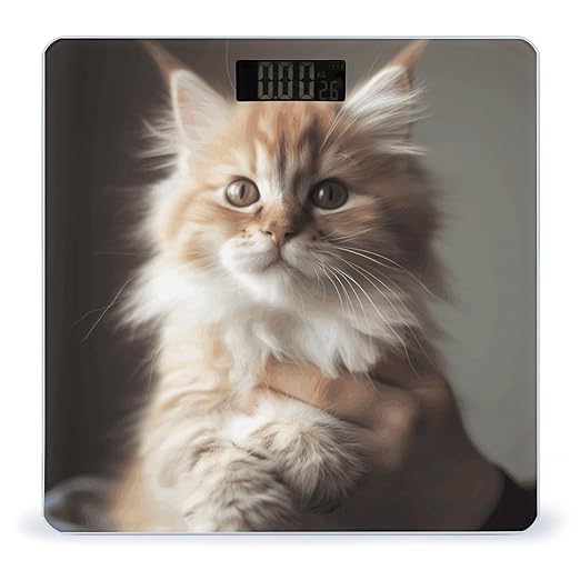Cute Kitty Bathroom Scale Weight Scale for Body WeightHighly Accurate Digital Weighing Machine Clear LED Display Digital Bathroom Body Scale 400lb/182kg