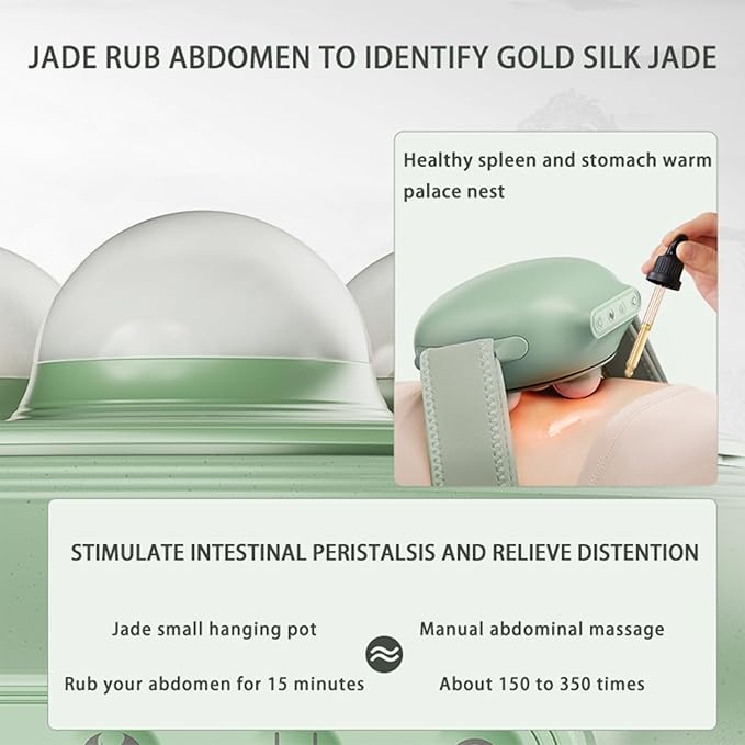 Wireless Heated Abdominal Massage Belt with Natural Jade Massage Heads – Cordless Waist Massager with Gentle Heat &amp Rotating Massage Adjustable Fit for Daily Relaxation at Home or Office