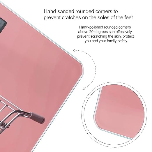 Flowers in Shopping Cart Scale for Body Weight Sturdy Tempered Glass Weighing Scales with LCD Display Accurate Digital Bathroom Scale Convenient Body Fat Smart Scales 400lb