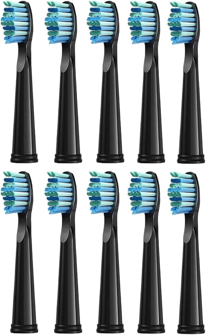 10 Pcs/Pack Replacement Brush HeadsCompatible for Toothbrush Bristle Refill Efficient Tooth Cleaning(10pcs Black)