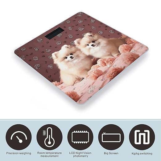 Pomeranians Puppies and Point Scale for Body Weight Digital Bathroom Scale Precision Smart Weighing Scales with Clear LED Display Accurate High Precision Scales Weighing Machine