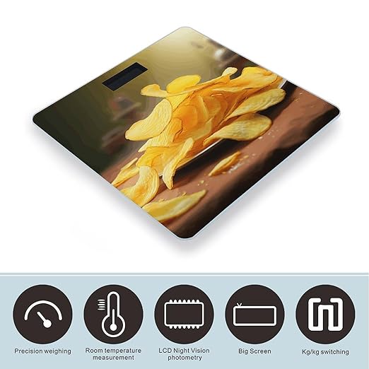 Potato Chips Weight Scale for Body Weight Digital Bathroom Scale High Capacity Accurate Digital Weighing Scales and Easy-to-Read on Backlit LCD Display Scales