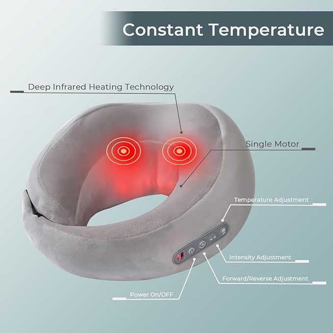 Neck Massager with Heat - Deep Tissue Neck Pain Relief U-Shape Design Electric Massager Pillow for Travel Office Home Shiatsu Neck Massager Gifts for Men Women Dad Mom Pink