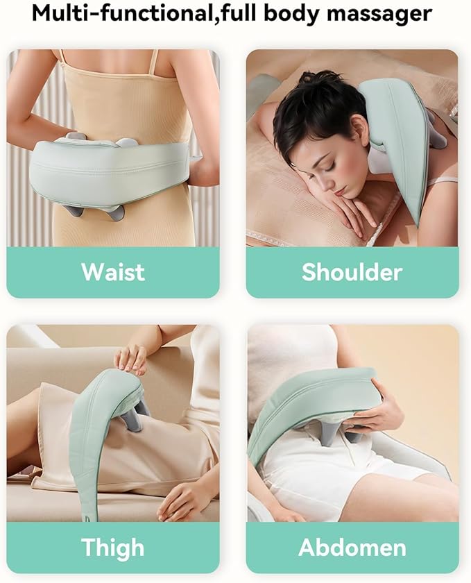Snailax Cordless Neck Shoulder Massager with Heat 4D Deep Tissue Kneading Shiatsu Back Massager Pillow for Neck Shoulder Christmas Gifts for Men Women