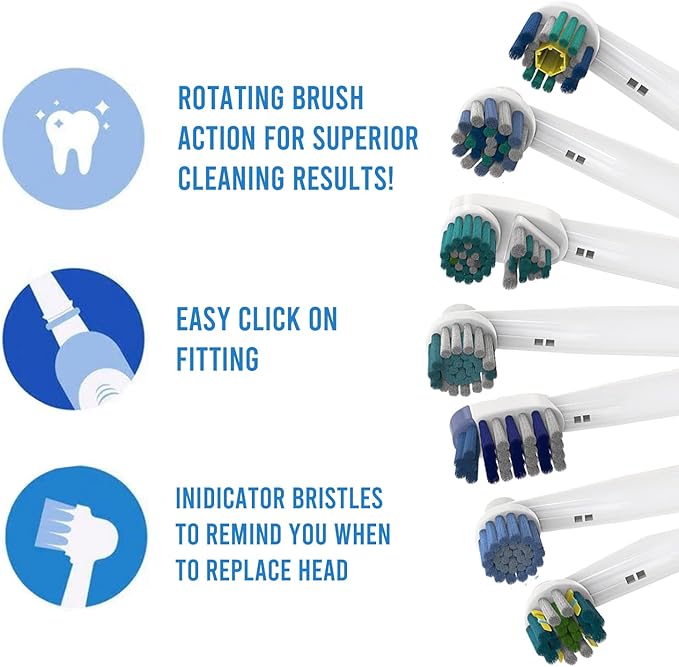 PÜRDENT Replacement Toothbrush Heads Compatible with Oral B &amp Braun Electric Toothbrushes (Multi-Color Cross Large Pack 16)