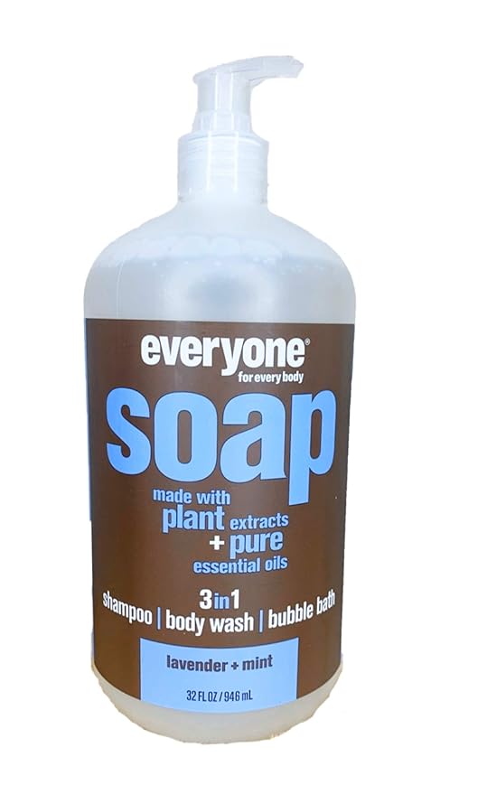 Everyone 3-in-1 Soap - Body Wash Shampoo Bubble Bath - Lavender + Mint - 32 Ounces - 1 Bottle
