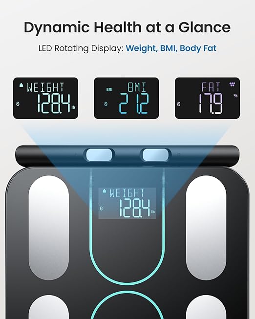 Smart Scale for Body Weight and Fat 8-Electrode Full-Body Composition Scale with Handle Dual-Frequency BIA 28 Body Metrics High Accuracy Digital Bathroom Scale FSA&ampHSA Eligible