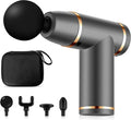 Ergocar Powerful Muscle Massage Gun Deep Tissue 6 Speeds Handheld Electric Body Massager with 4 Heads Super Quiet Fashion for Athletes Sedentary Office WorkerButton Style-Grey Gold