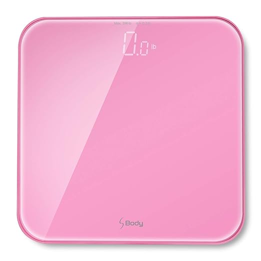 VisionTechShop S Body High Precision Ultra Wide Digital Body Weight Bathroom Scale up to 396lb/180kg Super-Clear Large LED DisplayStep-On Technology Pink