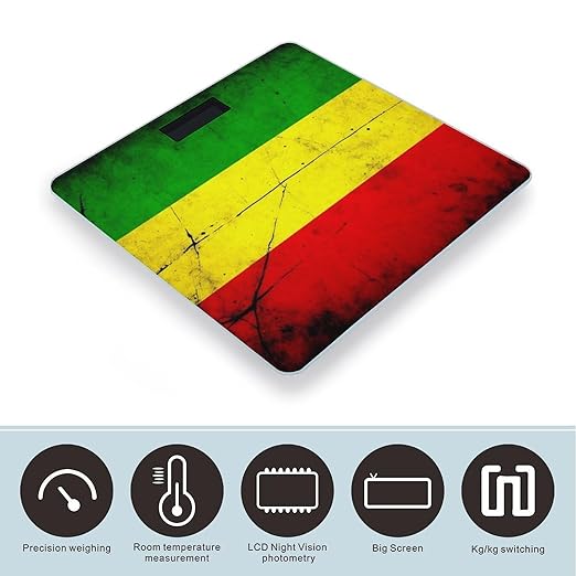Men's Fashion Automatic Switch Digital Bathroom Weighing Scale Smart Scale Red Yellow Green Rasta Flag