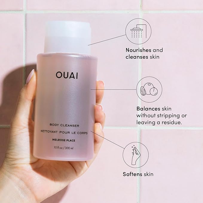 OUAI Body Cleanser Melrose Place - Foaming Body Wash with Jojoba Oil and Rosehip Oil to Hydrate Nurture Balance and Soften Skin - Paraben Phthalate and Sulfate Free Skin Care Products (10 Fl Oz)