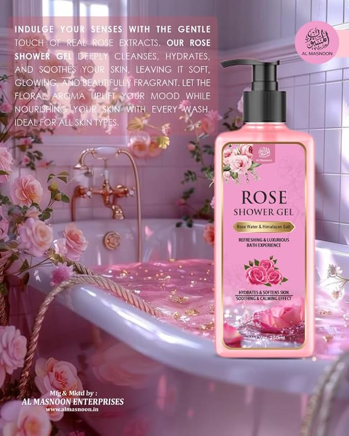 Rose Shower Gel with Himalayan Pink Salt – Luxurious &amp Refreshing Bathing Experience | 250 ml Pack of 1