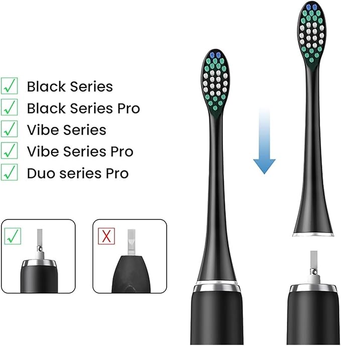 10 Pieces Large Brush Head Crescent-Shaped BristlesCompatible for Toothbrush Soft Bristle Deep Clean Teeth(Black)