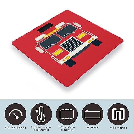Energy Saving Scale Bathroom Weighing Scale Smart Scale for Body Weight Digital Cute Cartoon Fire Truck Print