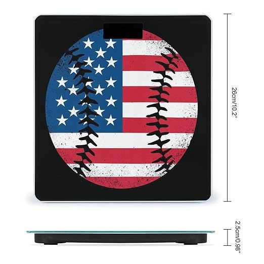 Men's Fashion Automatic Switch Digital Bathroom Weighing Scale Smart Scale Baseball Vintage American Flag Design
