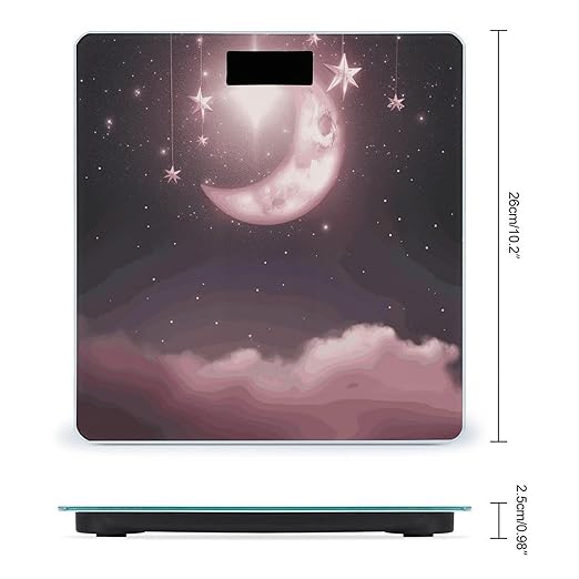 Moon Pink Stars Bathroom Scale for Body Weight Bathroom Weighing Scale with Backlit LCD Display Highly Accurate Measures Weight Up to 180kg