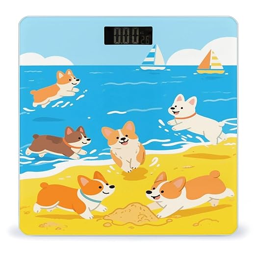 Cute Dogs Weight Scale Cute Bathroom Scale for Body Highly Accurate Digital Weighing Machine for People Compact LCD Display Scales with Sturdy Toughened Glass Scales