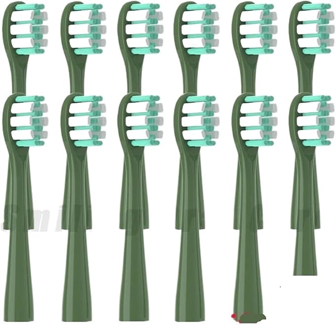 6/12PCS D1/D2/D3 Replacement Electric Toothbrush Head Soft Bristles Cleaning Vacuum Replace Brush with Dust Cover(12PCS Green)