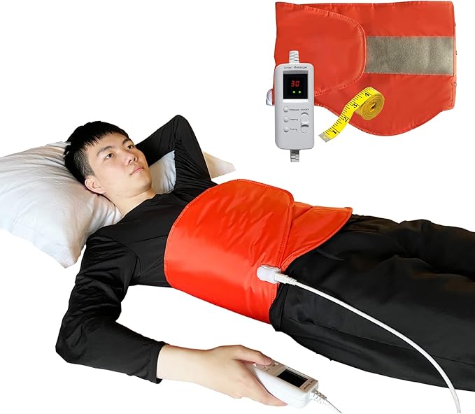 Electric Heating Massager Belt with Hot Compress VibrationMassage for Abdominal Back Lumbar Stomach Pain ReliefWaist Trimmer Fitness Home Exercise Fitness Equipment for AbdomAb Machine