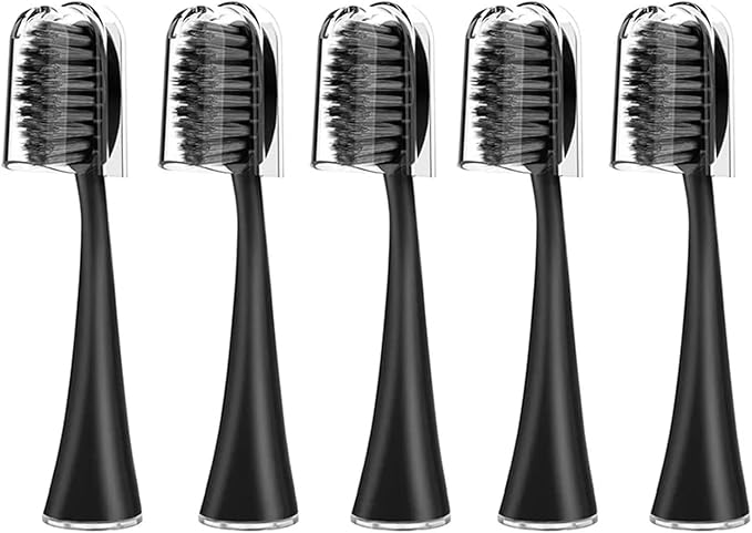 10pcs Replacement Brush HeadsCompatible for Burst Pro Electric Toothbrush(5pcs Black)