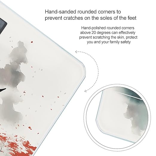 Chinese Ink Painting Digital Bathroom Scale for Body Weight Weighing Scale with Backlit LCD Display High Precision Measurements &amp Measures Weight Up to 180kg